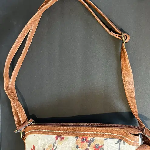 BOC Womens Faux Leather Handbag Floral‎ Shoulder Strap Cross Body Zip Pockets