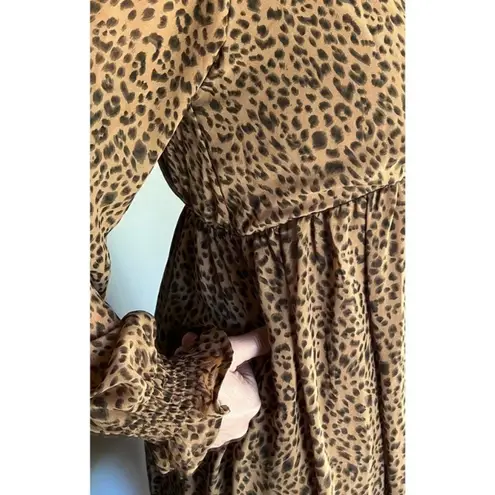 Kori  America Pink Blush Taupe Leopard Print Chiffon Maternity Dress