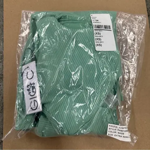 New Gigi C Krizia Sage Green Micro Rib Cutout Tied Jumpsuit Catsuit XS