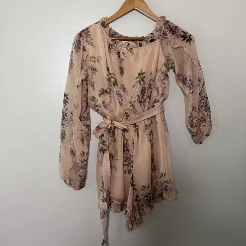 Allison New York One Shoulder Floral Romper ruffle one