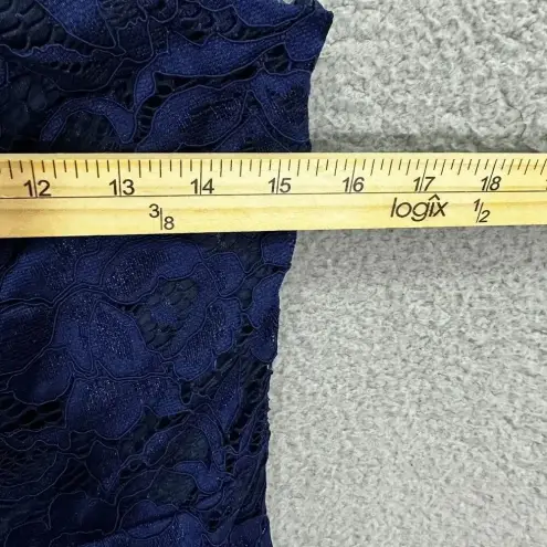 Sam Edelman  Bodycon Dress Womens 8 Blue Lace Overlay‎ Ruched Party Event Y2K