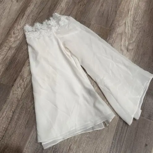 Cami NYC NWT White Romantic Silk Lace Blouse Large Long Sleeve Neutral Cameron