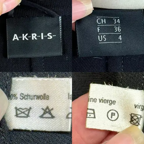 Akris Womens Size 4 Single Button Blazer Jacket Suit Black 100% Virgin Wool Job