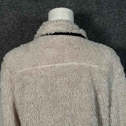 Thread & Supply Ivory Sherpa Fleece Jacket Medium Teddy Coat Button Front Black