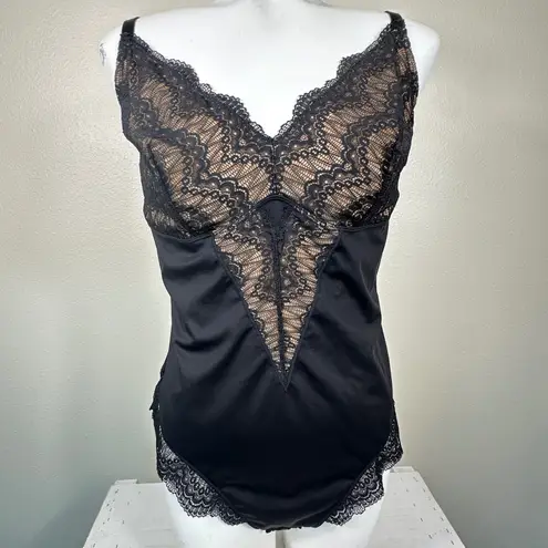 Black Eyelash Scalloped Lace Trimmed VNeck Bodysuit 3X Lagenlook Whimsigoth Sexy
