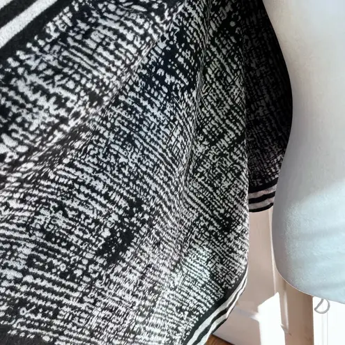 Tickled Pink Black and White Patterned Scarf Wool Cotton Blend