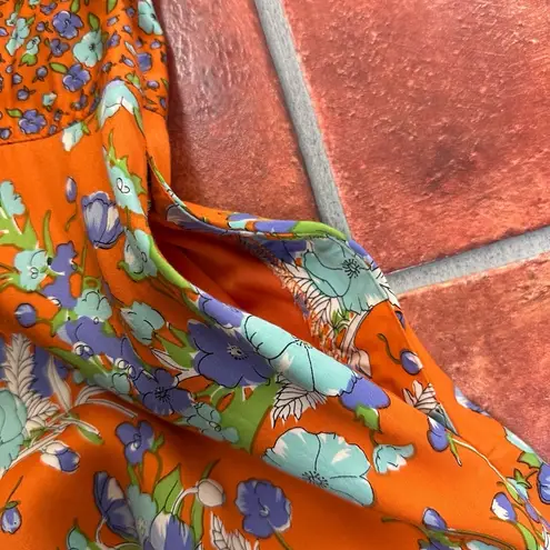 Elevenses Anthropologie Orange Floral Casual Shorts