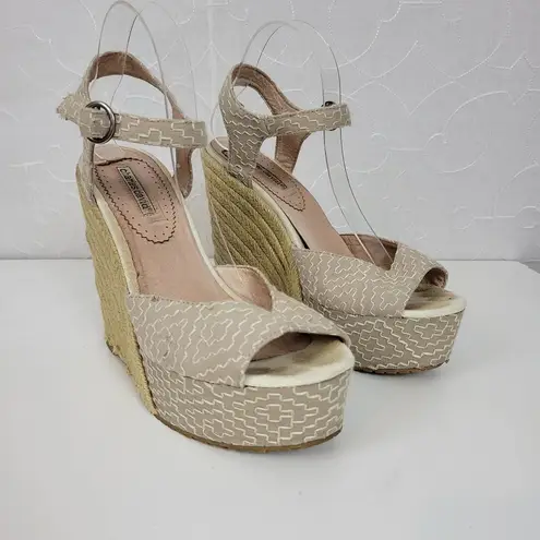 Charles David Womens Sandals Size 10 Taupe Wedge Heel Slingback Espadrille