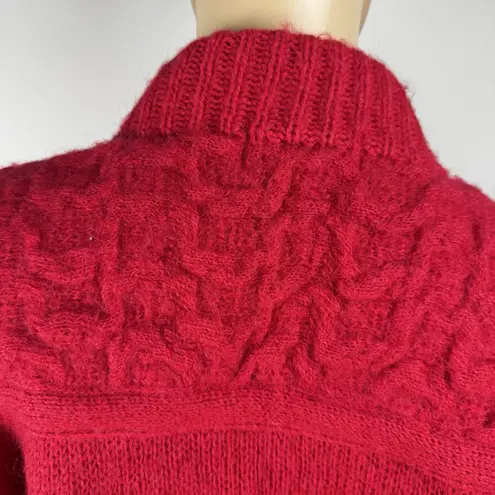 I.B. DIFFUSION Cardigan Sweater Coat Sz S Women's Red Wool Mohair Cozy Soft Vtg