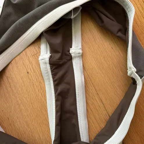 Sundays Brunch Women's Two Piece Swimsuit Wandering In Paris Brown White Sz L Size L