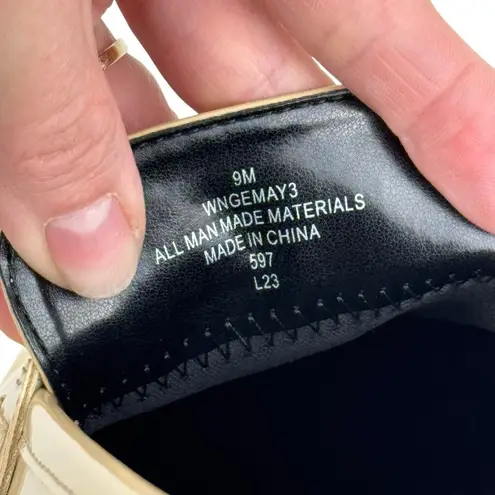 Nine West  Womens Gemay 3 Patent Slip On Loafer Heels Shoes Comfort Neutral SZ 9M