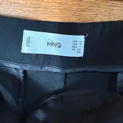 MNG by Mango Black Pants SZ 12 Pleated Straight Work Career Minimalist Academia