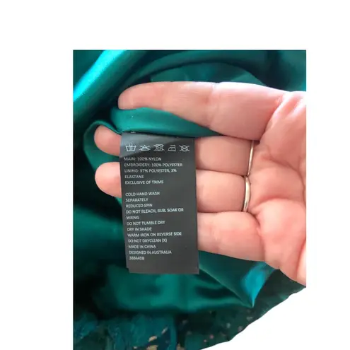 Bardot Gia Forest Green Lace Bodycon Dress Size 10/L Romantic Coquette Boho Cute