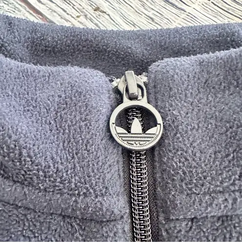 Adidas  Athletic League Fleece Pullover Crop Top Womens Navy Blue 1/4 Zip