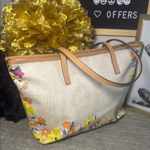 Etro Paisley Floral Zip Top Tote Bag Yellow