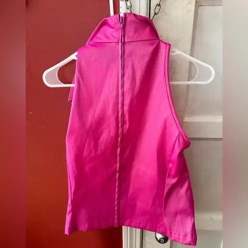 Tadashi Shoji Tadashi Vintage Hot Pink Faux Wrap Sleeveless Blouse