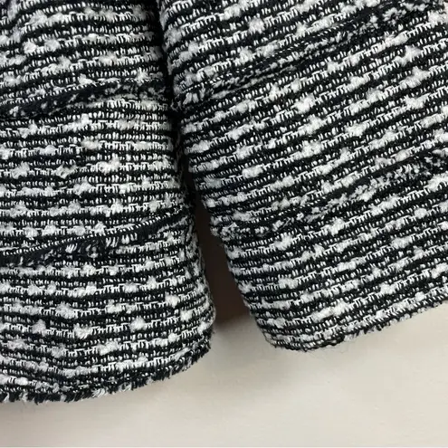 Doncaster Collection Classic Black White Fringe Boucle Tweed Blazer Jacket 8