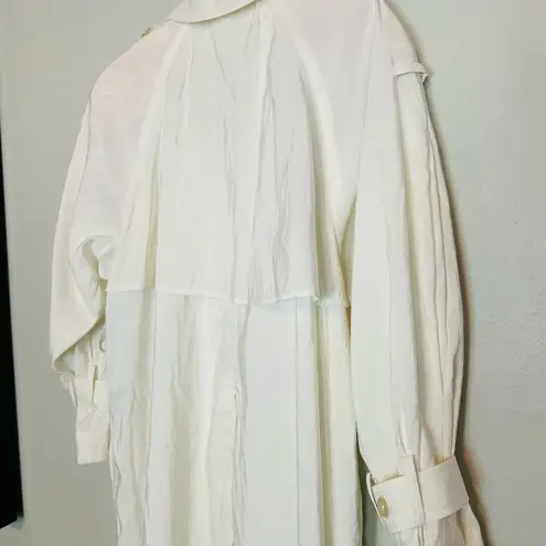 Vintage 80s TOTES White Rain Long Sleeves Jacket Button Front Trench Coat Size 8