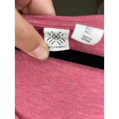 Artisan NY Casual Shift Dress Size L Pink, Red Coral Rayon Spandex