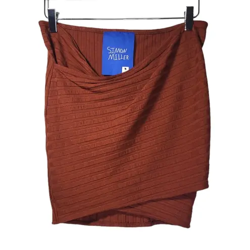 NWT Simon Miller Adio Rib Knit Mini Skirt in Coconut Shell Size L