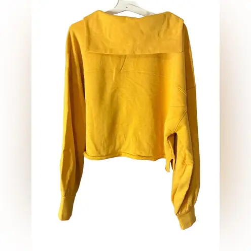 Yellow Cropped Polo Sweatshirt with Long Sleeves Size 2X