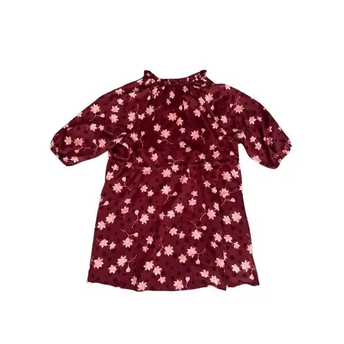 Draper James Kellie Babydoll Mini Dress in Magnolia Dot Red Floral Tie Front 1X