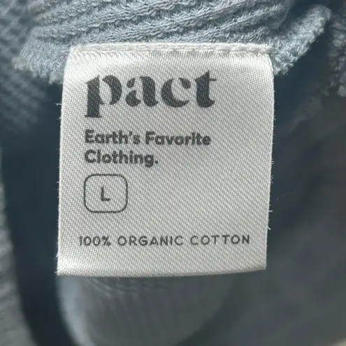 Pact Women's Waffle Knit Hoodie Long Sleeve Organic Cotton Blue Gray Large Blue