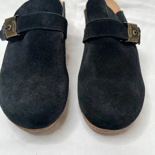 Dr. Scholls Original Collection Black Suede Wood Clog Mules 9