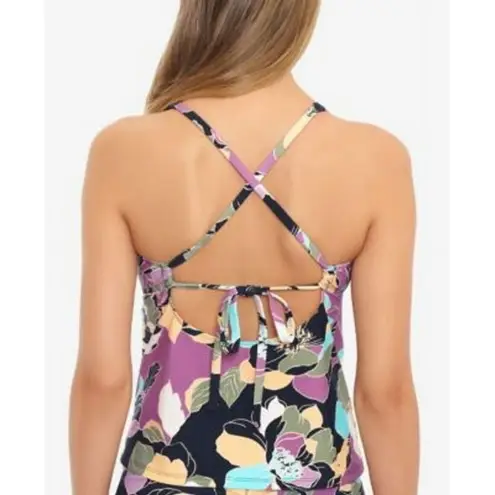 Salt + Cove Midnight Bloom V Wire Tankini Top Swimsuit, Size M NEW w/Tag Purple Size M
