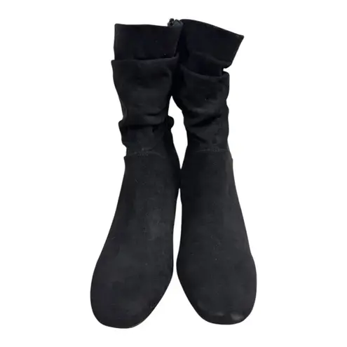 Lane Bryant  Black Faux Suede Slouch Mid Calf Boots Block Heel Women’s Size 10W - Image 2