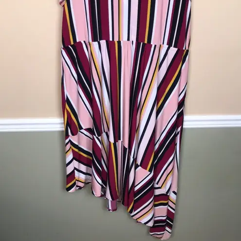 Lane Bryant  Women’s Faux Wrap Striped Multi-Color Flutter Asymmetrical Hem Dress