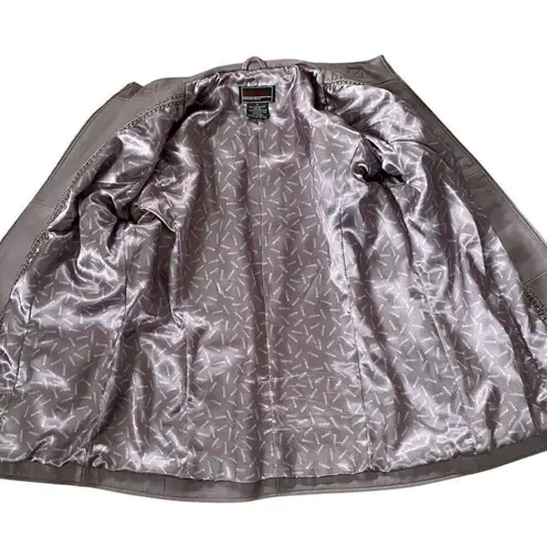 Bradley By Bradley Bayou long sleeve zip up soft rose pink/purple leather jacket