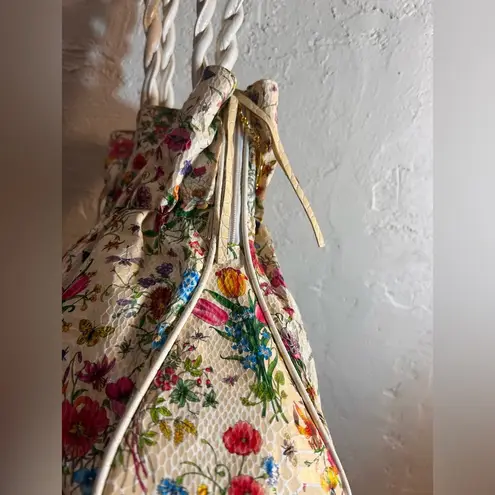 Floral Cream White Shoulder Bag Y2K braided handles vintage summer cottagecore