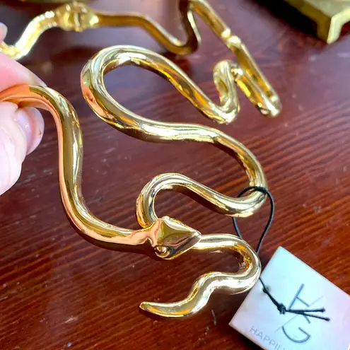 Gold Snake Choker Collar Hinge Necklace Happily Grey Abstract Avant Garde NWT