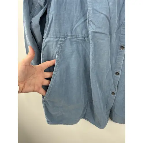 J Jill Womens Top Button Up Long Sleeve Corduroy Country Cottage Blue Size Large