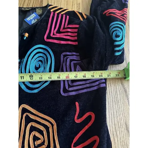 Allure 80s Vintage Sweater Triangle Swirly Novelty Print Cozy Unique M Button Up Black Size M