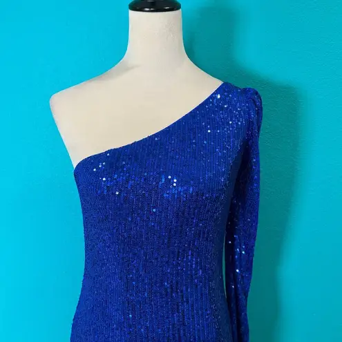 Mac Duggal NWOT Ieena 2 for BLue One Shoulder Sequin Mini Party Cocktail Size 2