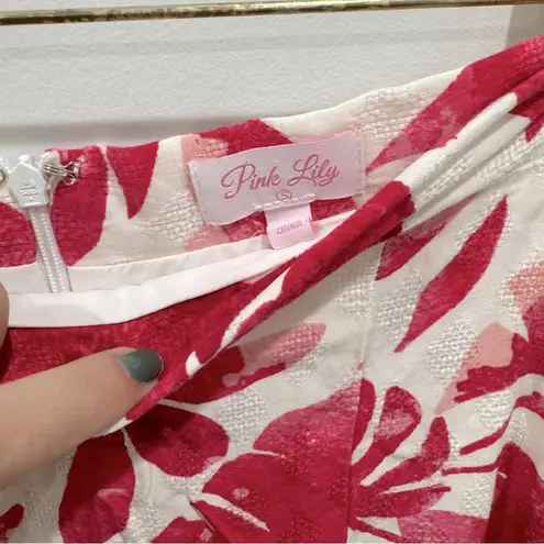 Pink Lily  PASSPORT TO PARADISE PINK/WHITE PRINTED MAXI SKIRT SIZE S