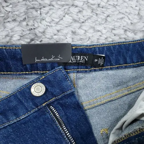 Lauren Ralph Lauren Ombre High Rise Wide Leg Crop Jeans Size 2P Petite Blue Y2K