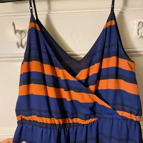 Aritzia Babaton | Striped Cinched Waist Drawstring Tank Top Navy/Orange Small