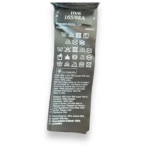 All Saints Aubrey Black Embroidered Frill Broderie Prim Blouse Top Black Size 6