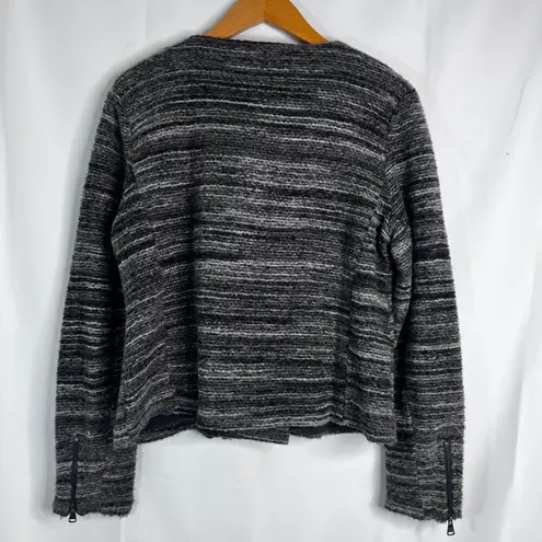 Ann Taylor Loft Gray Woolen Look Side Zip Zip Sleeve Sweater Jacket Size MD Size M
