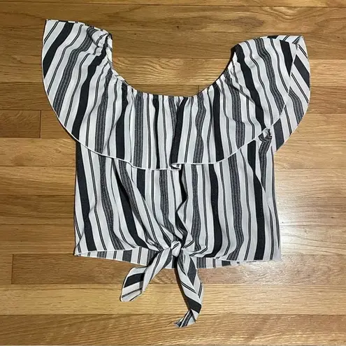 Paper Moon Striped Off-Shoulder Tie-Front Top - Size M