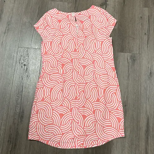 Island Company Capricorn Dress 100% Linen Cotton Coral Pink White Retail $180 Size M