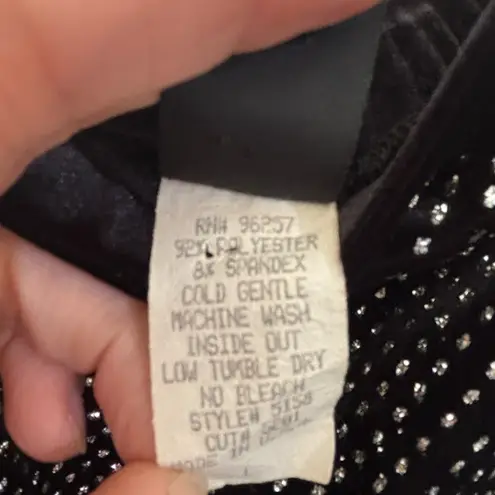 Womens Sz L Black Vintage Velvet Rhinestone Maxi Slip Dress Y2K 90s Vampire Goth Size L