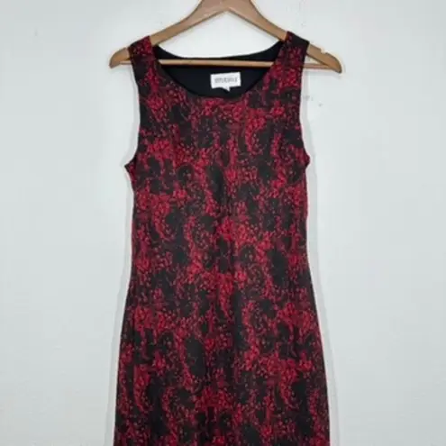 Vintage 90s Studio 1 Red Black Floral Ruffle Trim Midi Dress Grunge Indie Goth Size 10