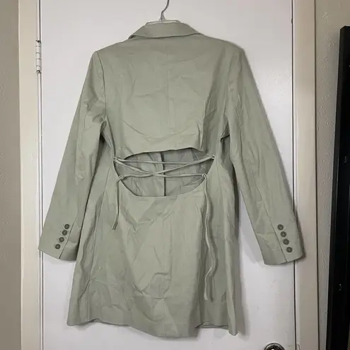 Sage green backless tie back blazer suit dress size medium