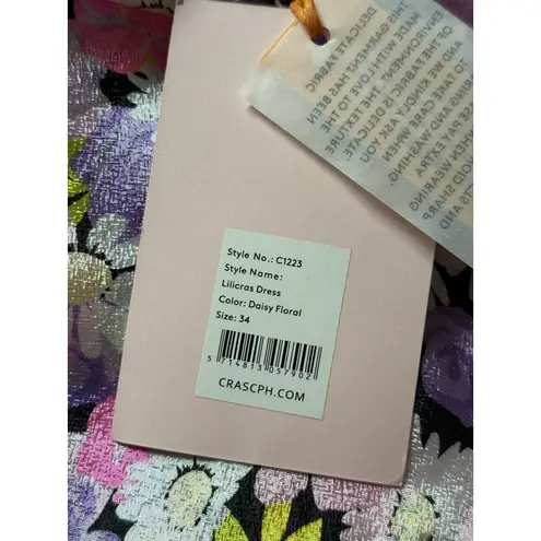 NWT Cras Lilicras Dress Daisy Floral Puff Sleeves Pink Purple Midi Copenhagen