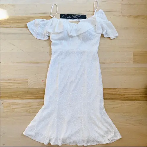 Dalia Collection Dalia Macphee BEAUTIFUL sequin stretch flare hem midi dress NWT