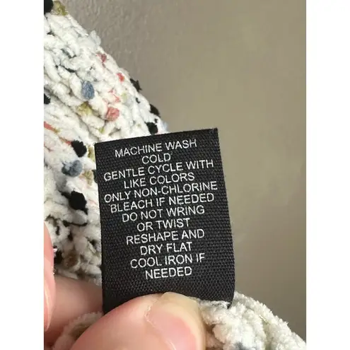 Moon & Madison Confetti Crocheted Chenille Open Front Cardigan White Size Large